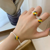 Sunflower Rainbow Smiley Face Bracelet