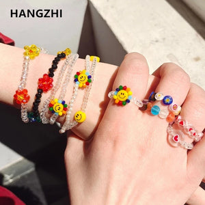 Sunflower Rainbow Smiley Face Bracelet