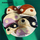 Geometric Yin Yang Hair Clip Acetate Semicircle Crab Claw Barrette