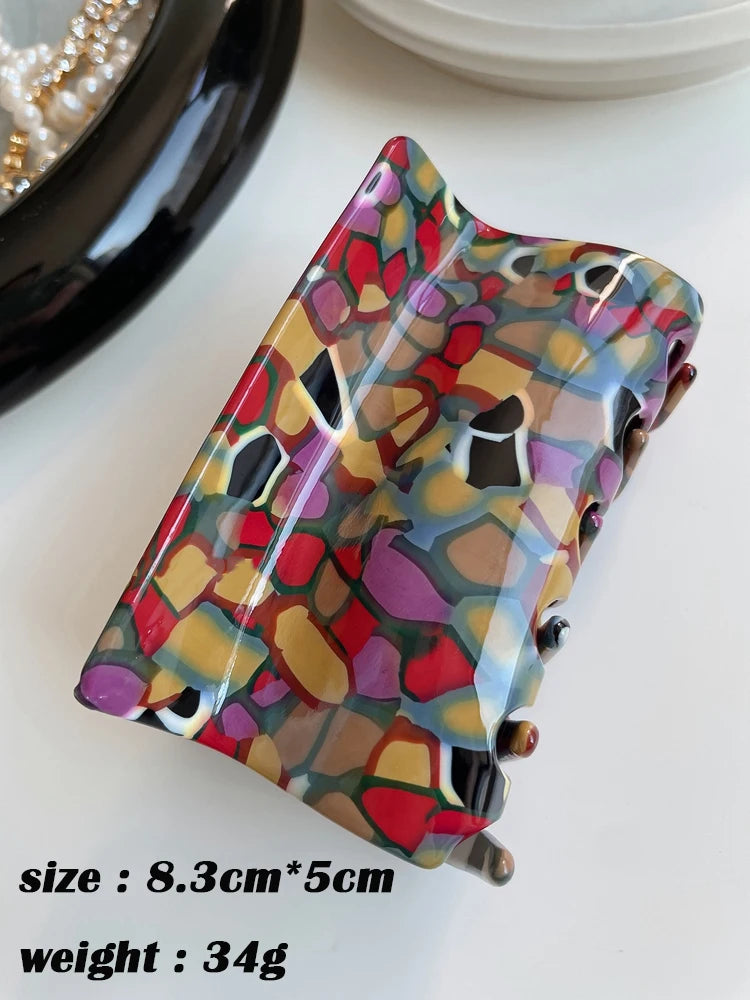 Colorful Checkered Lattice Acrylic Hair Claw Clips for Women