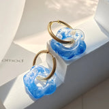 Flower Geometric Resin Circle Hoop Earrings Travel Jewelry