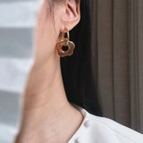 Flower Geometric Resin Circle Hoop Earrings Travel Jewelry