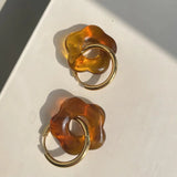 Flower Geometric Resin Circle Hoop Earrings Travel Jewelry