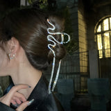 Snake Wave Rhinestone Hair Clip Tassel Accessory