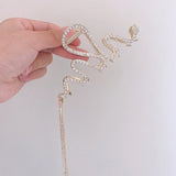 Snake Wave Rhinestone Hair Clip Tassel Accessory