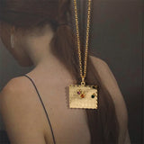 Purple Rhinestone Calendar Pendant Necklace Vintage Jewelry