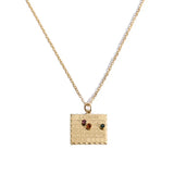 Purple Rhinestone Calendar Pendant Necklace Vintage Jewelry