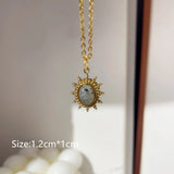 Enamel Star Sun Charm Necklace Natural Stones Pendant