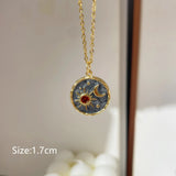Enamel Star Sun Charm Necklace Natural Stones Pendant
