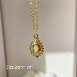 Enamel Star Sun Charm Necklace Natural Stones Pendant