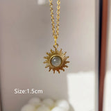 Enamel Star Sun Charm Necklace Natural Stones Pendant