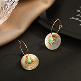 Vintage Shell Earrings Geometric Natural Stone Hoop Jewelry