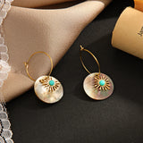 Vintage Shell Earrings Geometric Natural Stone Hoop Jewelry