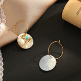 Vintage Shell Earrings Geometric Natural Stone Hoop Jewelry