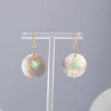 Vintage Shell Earrings Geometric Natural Stone Hoop Jewelry