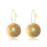 Vintage Shell Earrings Geometric Natural Stone Hoop Jewelry