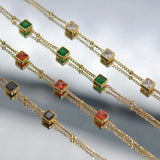 Geometric Zircon Bracelet Colorful Stainless Steel