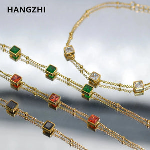 Geometric Zircon Bracelet Colorful Stainless Steel