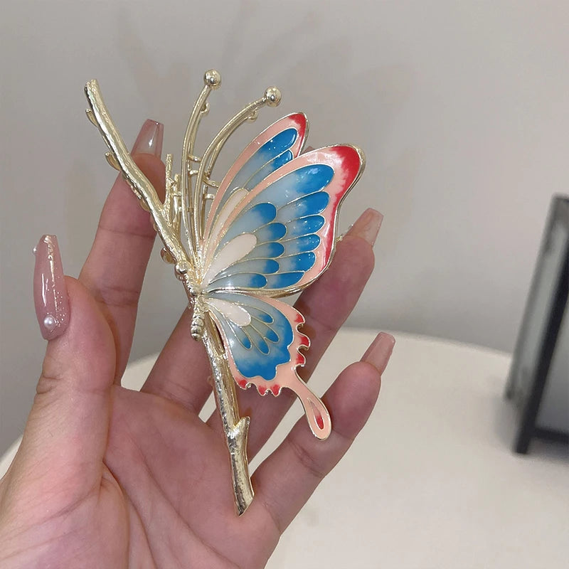 Colorful Butterfly Metal Shark Clip Romantic Women