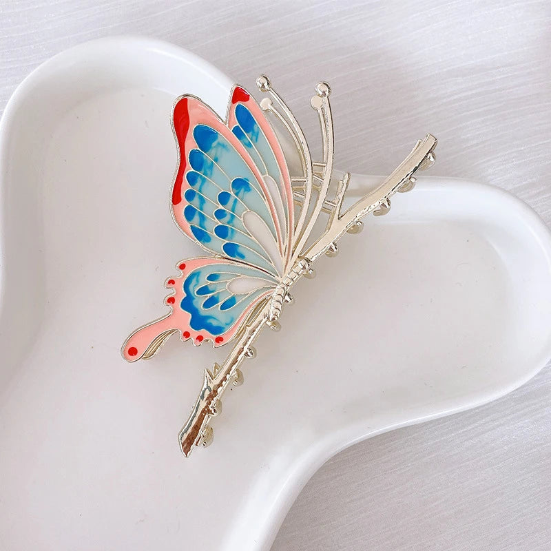 Colorful Butterfly Metal Shark Clip Romantic Women