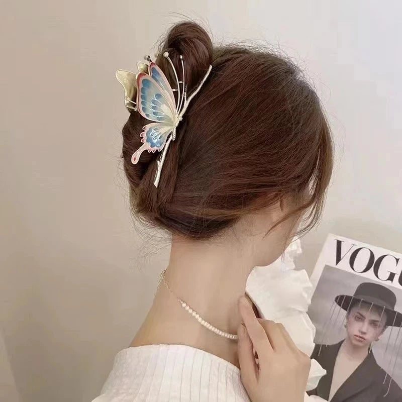 Colorful Butterfly Metal Shark Clip Romantic Women