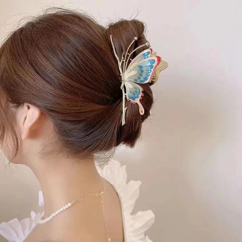 Colorful Butterfly Metal Shark Clip Romantic Women