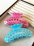 Rhinestone Acrylic Hair Claw Geometric Shark Clip