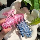 Colorful Rhinestone Starfish Hair Clip for Women