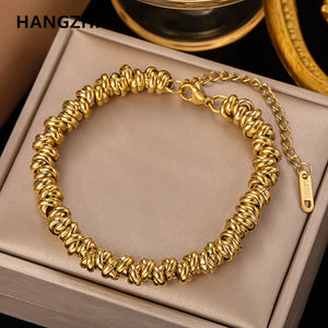 Irregular Circle Chain Bracelet Titanium Steel Vintage Women Jewelry