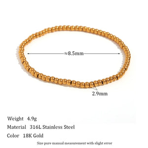 Vintage Silver Beaded Elastic Bracelet for Women