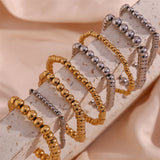 Vintage Silver Beaded Elastic Bracelet for Women