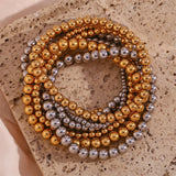 Vintage Silver Beaded Elastic Bracelet for Women