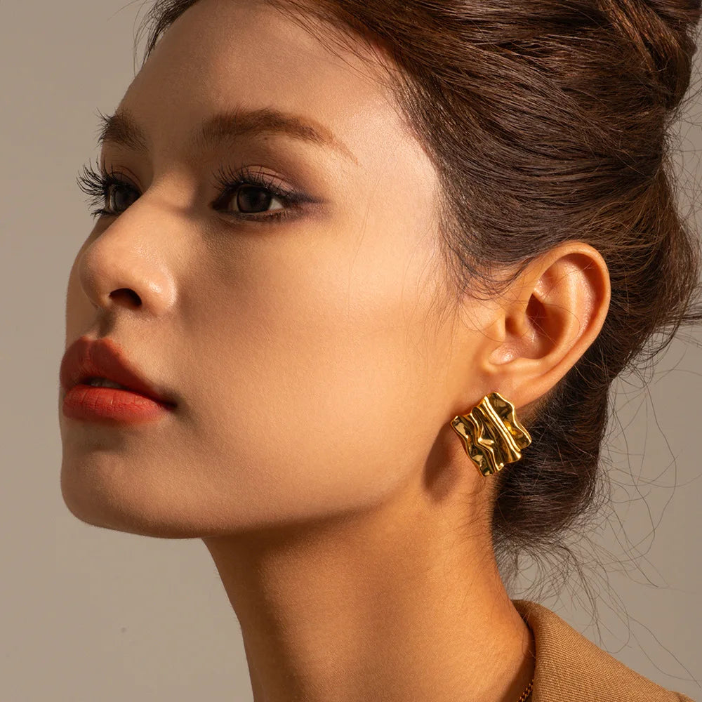 Irregular Wrinkle Stud Earrings Vintage Party Jewelry