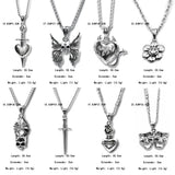 Punk Stainless Steel Butterfly Skull Flower Sword Pendant Necklace