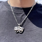Punk Stainless Steel Butterfly Skull Flower Sword Pendant Necklace