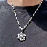 Punk Stainless Steel Butterfly Skull Flower Sword Pendant Necklace