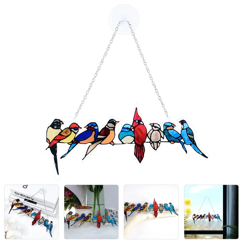 Bird Stained Glass Suncatcher Window Decor Panel Wall Pendant Acrylic Crystal