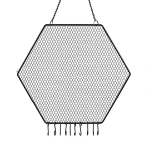 Hexagon Hanging Earring Holder with Hanging Hooks for Necklaces