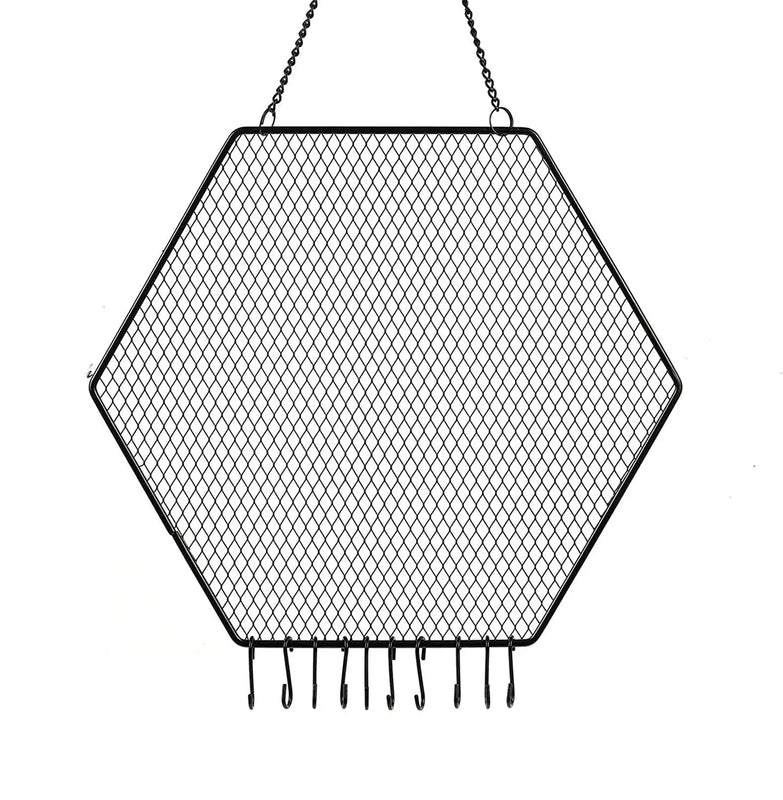 Hexagon Hanging Earring Holder with Hanging Hooks for Necklaces