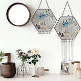 Hexagon Hanging Earring Holder with Hanging Hooks for Necklaces