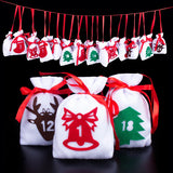 Christmas Advent Calendar Countdown Bag with Clips Stickers 24PCS