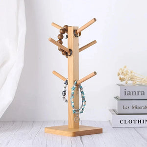 Wood Jewelry Display Stand Necklace Ring Bracelet Organizer