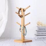 Wood Jewelry Display Stand Necklace Ring Bracelet Organizer