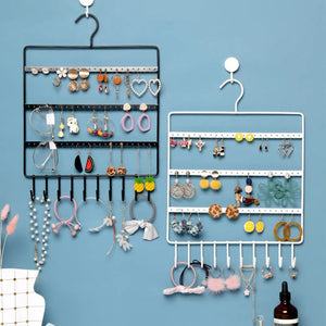 Wall Mounted Jewelry Storage Rack for Earrings and Necklaces