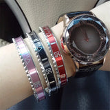 Italian Punk Serrated Bracelet Open Bangle Men Women Jewelry