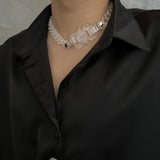 Metal Lock Buckle Necklace Hip-hop Cuban Chain for Couples