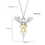 Caduceus Tooth Pendant Necklace Medical Snake Scepter Crystal Dental Jewelry