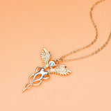 Caduceus Tooth Pendant Necklace Medical Snake Scepter Crystal Dental Jewelry