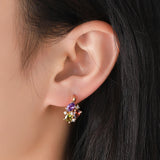 Hanreshe Crystal Stud Earrings Small Red Natural Zircon Hiphop Jewelry