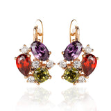 Hanreshe Crystal Stud Earrings Small Red Natural Zircon Hiphop Jewelry